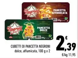 Conad City Cubetti di pancetta negroni dolce, affumicata offerta