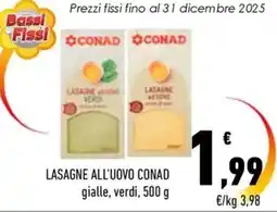 Conad City Lasagne all'uovo conad gialle, verdi offerta