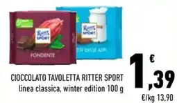 Conad City Cioccolato tavoletta ritter sport linea classica, winter edition offerta