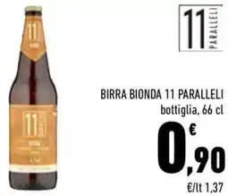 Conad City Birra bionda 11 paralleli bottiglia offerta