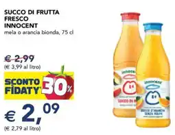 Esselunga Succo di frutta fresco innocent mela o arancia bionda offerta