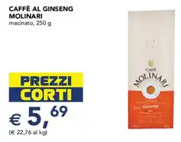 Esselunga Caffè al ginseng molinari macinato offerta