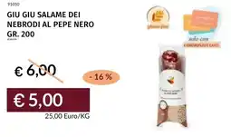 Prezzemolo e Vitale Giu giu salame dei nebrodi al pepe nero offerta