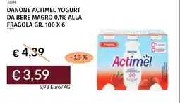Prezzemolo e Vitale Danone actimel yogurt da bere magro 0,1% alla fragola offerta