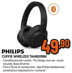 Ipercoop PHILIPS CUFFIE WIRELESS TAH6509BK offerta