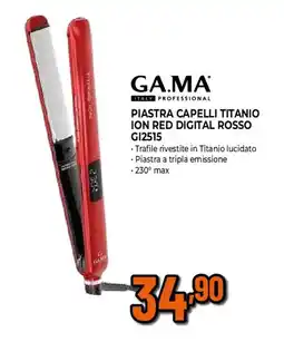 Ipercoop GA.MA PIASTRA CAPELLI TITANIO ION RED DIGITAL ROSSO G12515 offerta