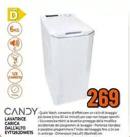 Ipercoop CANDY LAVATRICE CARICA DALL'ALTO EYT1262DWEIS offerta