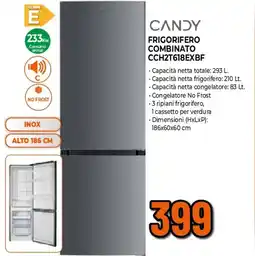 Ipercoop CANDY FRIGORIFERO COMBINATO CCH2T618EXBF offerta