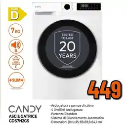 Ipercoop CANDY ASCIUGATRICE GDS7N2GS offerta