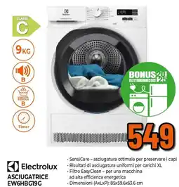 Ipercoop Electrolux ASCIUGATRICE EW6HBG19G offerta