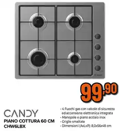 Ipercoop CANDY PIANO COTTURA 60 CM CHW6LBX offerta