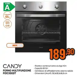 Ipercoop CANDY FORNO MULTIFUNZIONE FIDCX502IT offerta