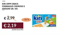 Prezzemolo e Vitale Kiri dippi snack formaggio cremoso e grissini offerta