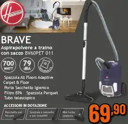 Extracoop Hoover Aspirapolvere a traino con sacco BV60PET 011 offerta