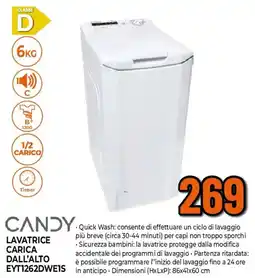 Extracoop CANDY LAVATRICE CARICA DALL'ALTO EYT1262DWEIS offerta
