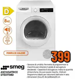 Extracoop smeg ASCIUGATRICE DTEX1T08D offerta