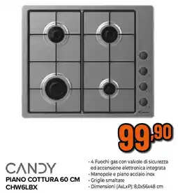 Extracoop CANDY PIANO COTTURA 60 CM CHW6LBX offerta