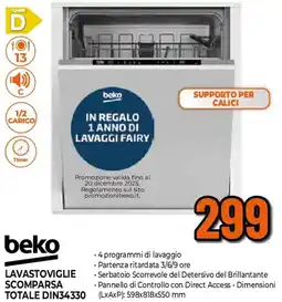 Extracoop beko LAVASTOVIGLIE SCOMPARSA TOTALE DIN34330 offerta