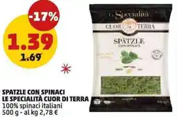 PENNY Spatzle con spinaci le specialità cuor di terra 100% spinaci italiani offerta