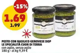 PENNY Pesto con basilico genovese dop le specialità cuor di terra con aglio, senza aglio offerta