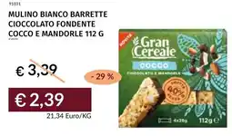 Prezzemolo e Vitale Mulino bianco barrette cioccolato fondente cocco e mandorle offerta