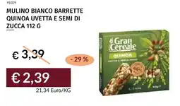 Prezzemolo e Vitale Mulino bianco barrette quinoa uvetta e semi di zucca offerta