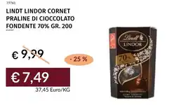 Prezzemolo e Vitale Lindt lindor cornet praline di cioccolato fondente 70% offerta