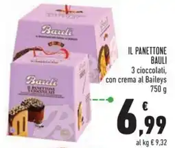 Conad Il panettone bauli 3 cioccolati, con crema al baileys offerta
