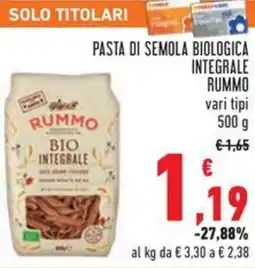 Conad Pasta di semola biologica integrale RUMMO offerta