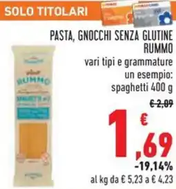 Conad Pasta, gnocchi senza glutine RUMMO offerta
