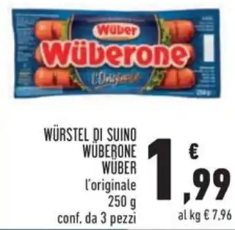 Conad Würstel di suino wüberone wüber l'originale offerta