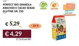 Prezzemolo e Vitale Perfect bio granola arachidi e cacao senza glutine offerta