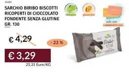 Prezzemolo e Vitale Sarchio biribo biscotti ricoperti di cioccolato fondente senza glutine offerta