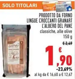 Conad Prodotto da forno lingue croccanti granart l'albero del pane classiche, alle olive offerta