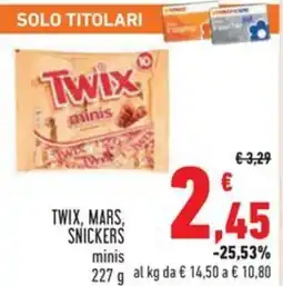 Conad Twix, mars, snickers minis offerta