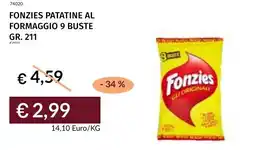 Prezzemolo e Vitale Fonzies patatine al formaggio 9 buste offerta