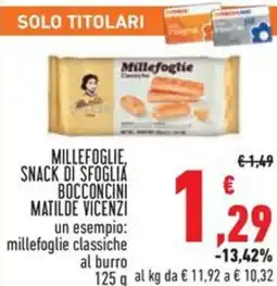 Conad Millefoglie snack di sfoglia bocconcini MATILDE VICENZI offerta