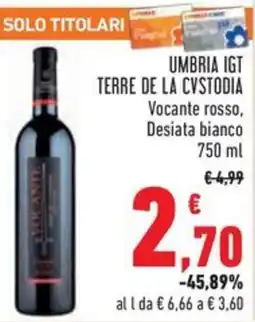 Conad Umbria igt terre de la cvstodia vocante rosso, desiata bianco offerta