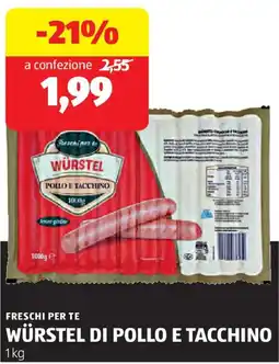 ALDI Freschi per te würstel di pollo e tacchino offerta