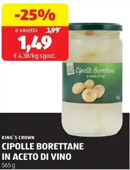 ALDI King's crown cipolle borettane in aceto di vino offerta