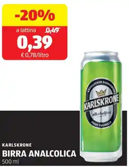 ALDI Karlskrone birra analcolica offerta