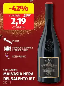ALDI Casteltorre malvasia nera del salento igt 750 ml offerta