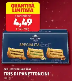 ALDI Ore liete perugia 1907 tris di panettoncini offerta
