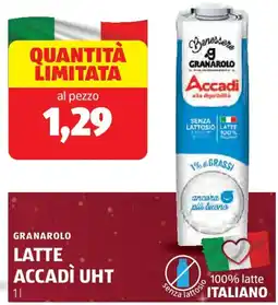ALDI Granarolo latte accadì uht offerta