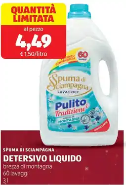 ALDI Spuma di sciampagna detersivo liquido offerta