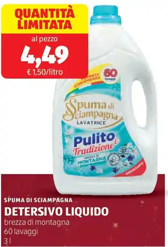 ALDI Spuma di sciampagna detersivo liquido offerta
