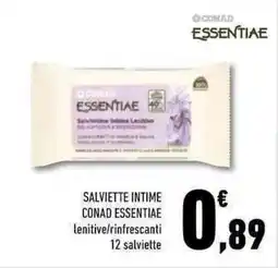 Conad Superstore Salviette intime CONAD ESSENTIAE lenitive/rinfrescanti 12 salviette offerta