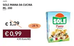 Prezzemolo e Vitale Sole panna da cucina offerta