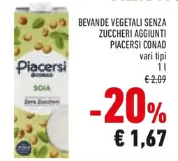 Conad Bevande vegetali senza zuccheri aggiunti PIACERSI CONAD offerta