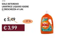 Prezzemolo e Vitale Sole detersivo lavatrice liquido igiene e freschezza 41 lav. offerta